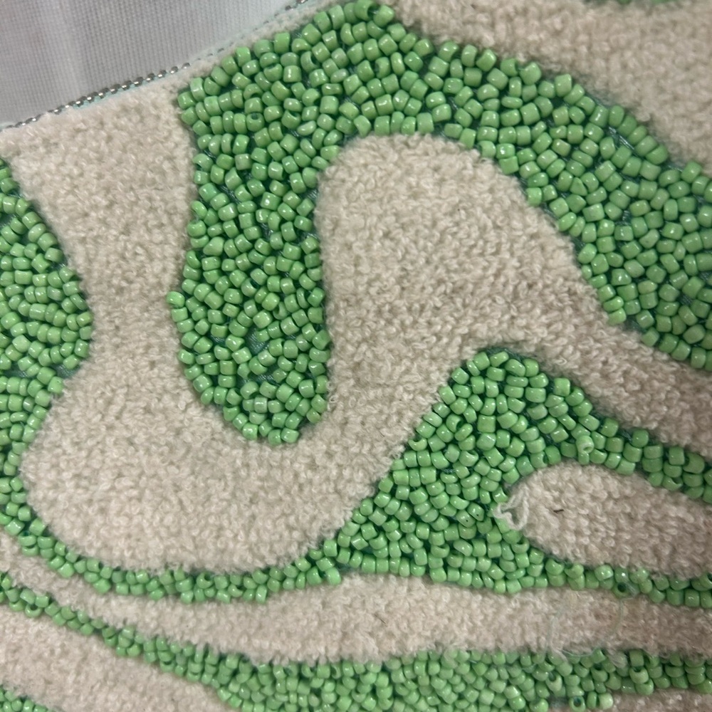 Viral Beaded Shoulder Bag - Lime Green and Cream - Made in India NWT - Picture 6 of 12